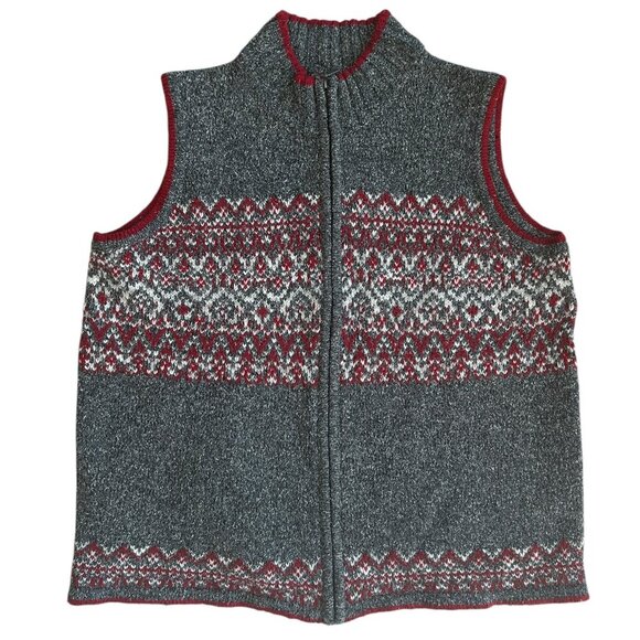 Northern Reflections Women's Heathered Knit Vest Fair Isle Sz XL Zipper Sparkle - Picture 1 of 6